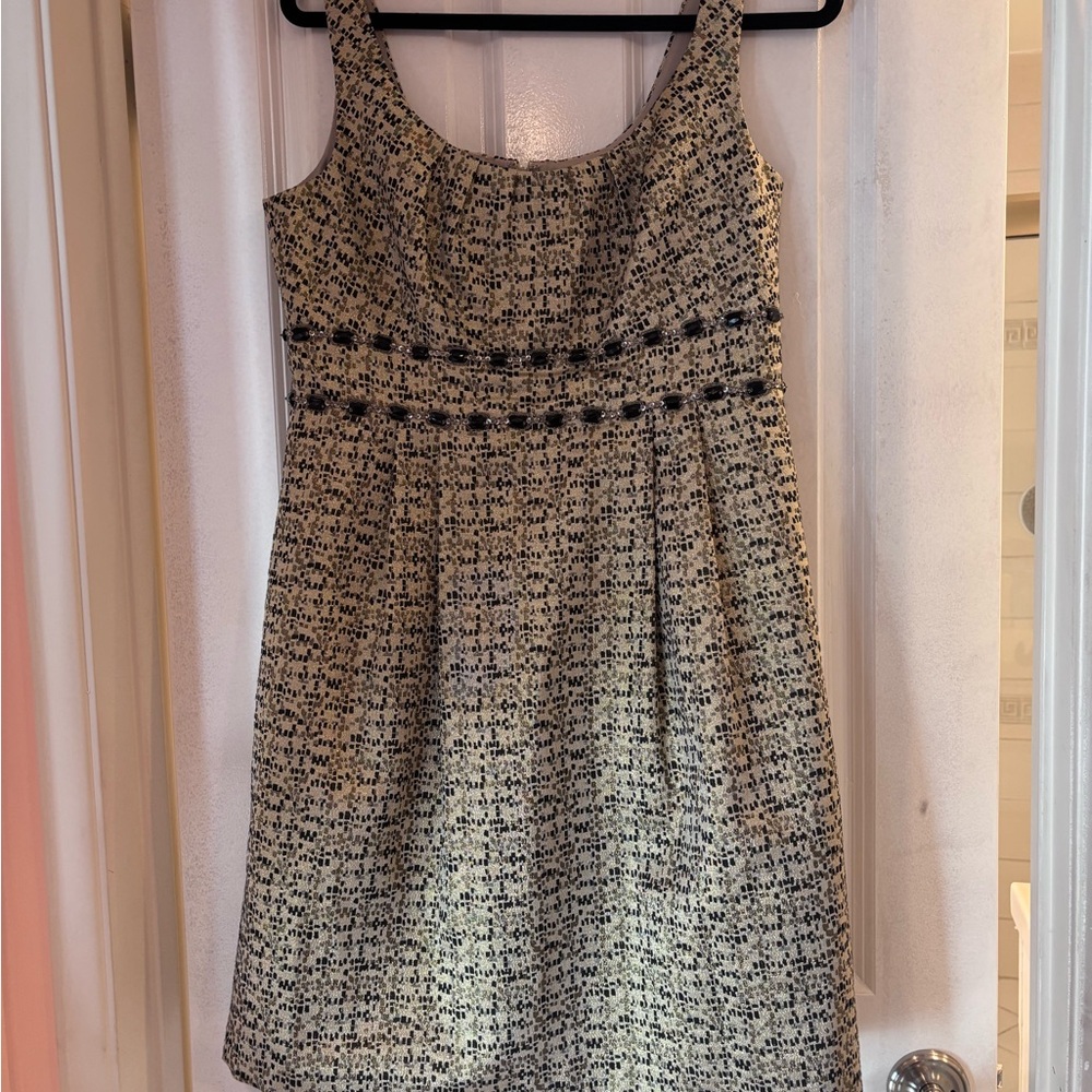 Kay Unger Black and Cream Textured Mini Dress